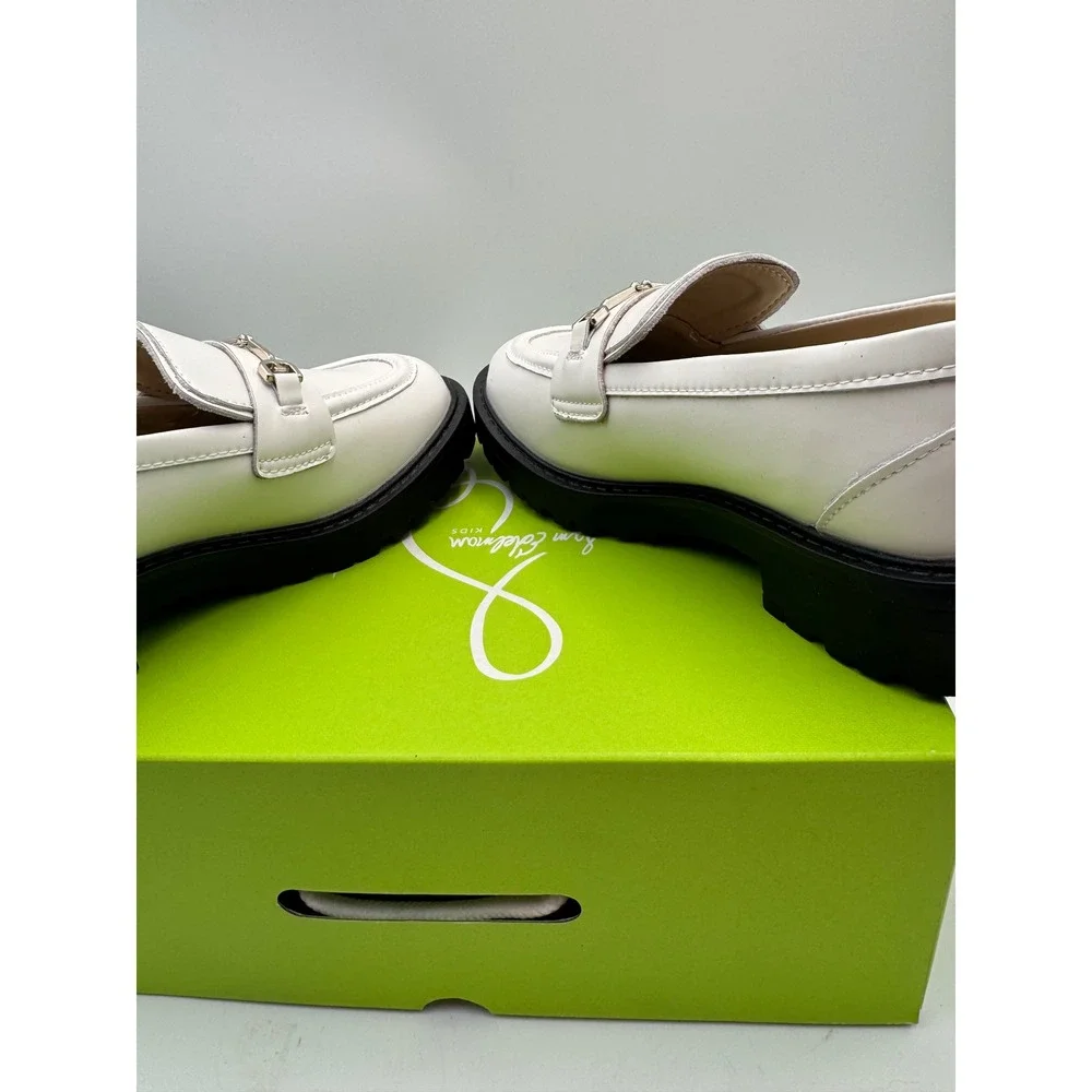 Sam Edelman Kids White Lug Sole‎ Horsebit Loafers Chunky Slip On Shoes